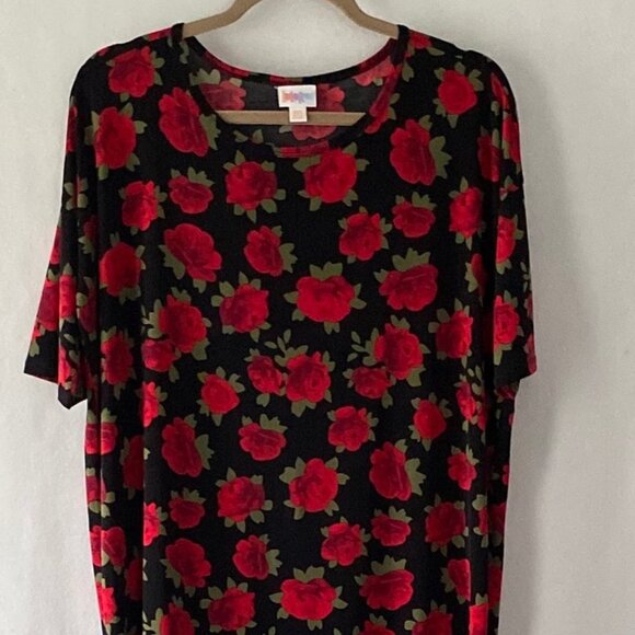 LuLa Roe XXS Simple Comfortable Red Rose Tunic - Picture 1 of 15
